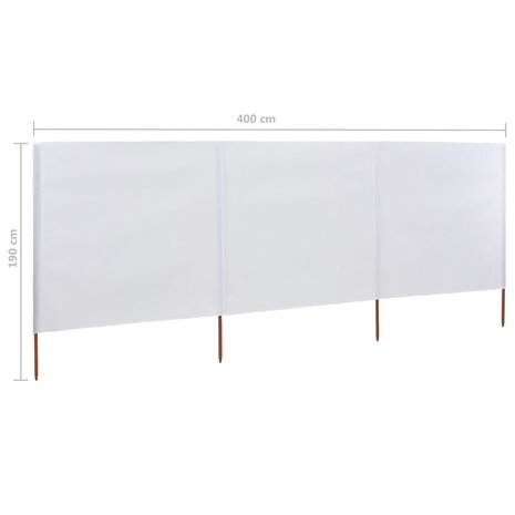 Windscherm 3-panelen 400x160 cm stof zandwit 6