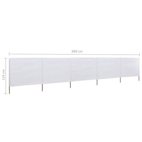 Windscherm 5-panelen 600x80 cm stof zandwit 6