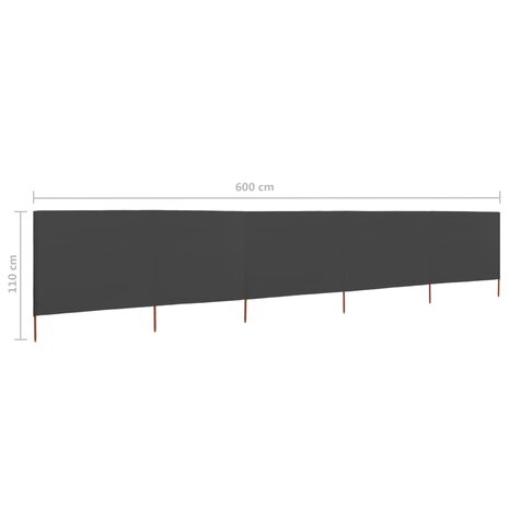 Windscherm 5-panelen 600x80 cm stof antraciet 6