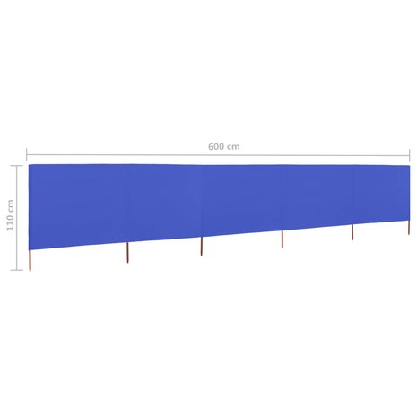 Windscherm 5-panelen 600x80 cm stof azuurblauw 6