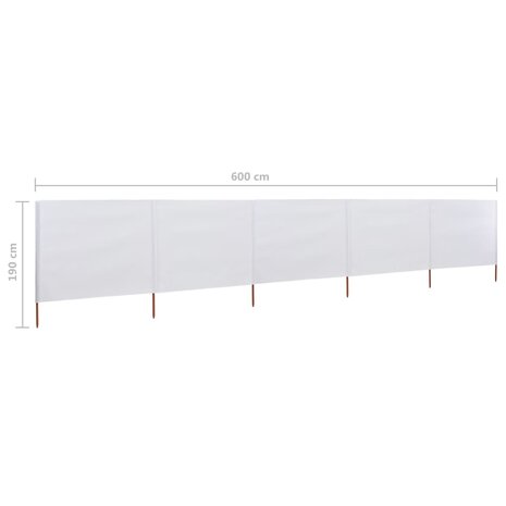 Windscherm 5-panelen 600x160 cm stof zandwit 6