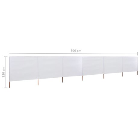 Windscherm 6-panelen 800x120 cm stof zandwit 6