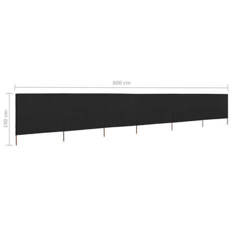 Windscherm 6-panelen 800x160 cm stof zwart 6