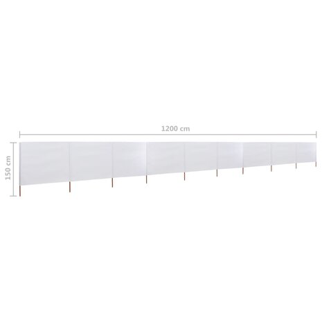 Windscherm 9-panelen 1200x120 cm stof zandwit 6