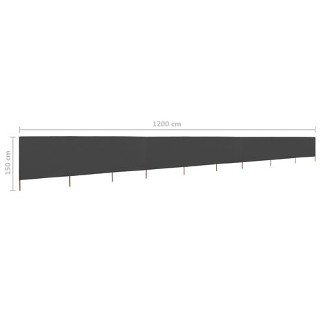 Windscherm 9-panelen 1200x120 cm stof antraciet 6