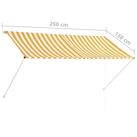 Luifel uittrekbaar 250x150 cm geel en wit 8