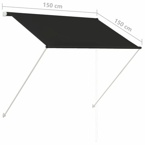 Luifel uittrekbaar 150x150 cm antraciet 8
