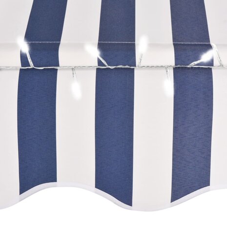 Luifel handmatig uitschuifbaar met LED 150 cm blauw en wit 5
