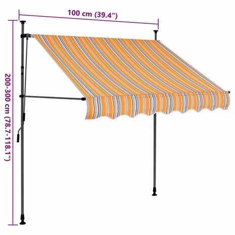 Luifel handmatig uitschuifbaar met LED 100 cm geel en blauw 8