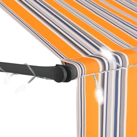 Luifel handmatig uitschuifbaar met LED 150 cm geel en blauw 4