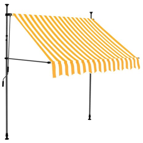 Luifel handmatig uitschuifbaar met LED 150 cm wit en oranje 2