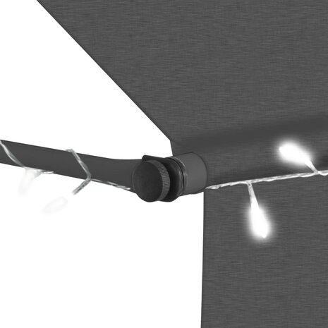 Luifel handmatig uitschuifbaar met LED 150 cm antracietkleurig 5