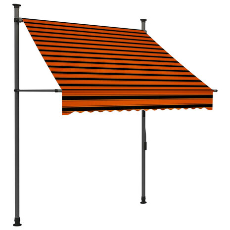 Luifel handmatig uitschuifbaar met LED 150 cm oranje en bruin 2