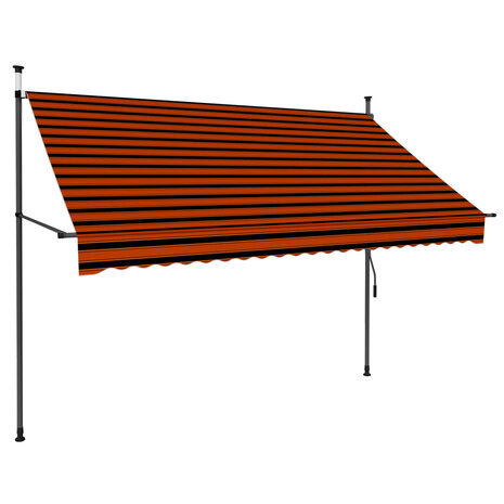Luifel handmatig uitschuifbaar met LED 250 cm oranje en bruin 3
