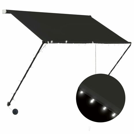 Luifel uittrekbaar met LED 150x150 cm antraciet 2