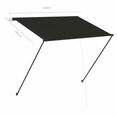 Luifel uittrekbaar met LED 150x150 cm antraciet 9