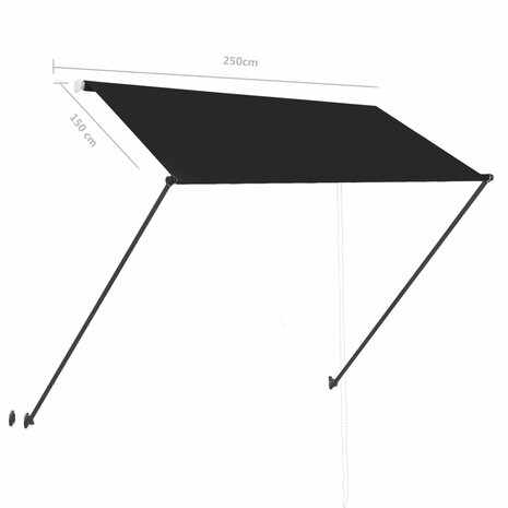 Luifel uittrekbaar met LED 250x150 cm antraciet 9