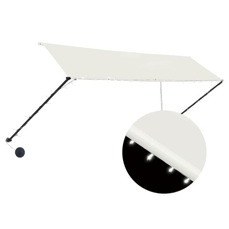 Luifel uittrekbaar met LED 350x150 cm crème 2