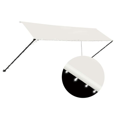 Luifel uittrekbaar met LED 400x150 cm crème 2