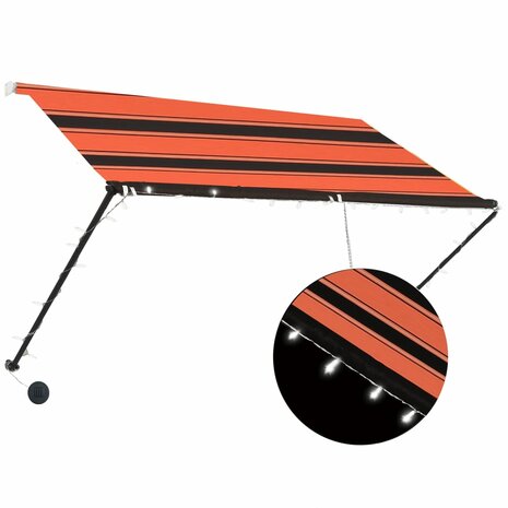 Luifel uittrekbaar met LED 250x150 cm oranje en bruin 2