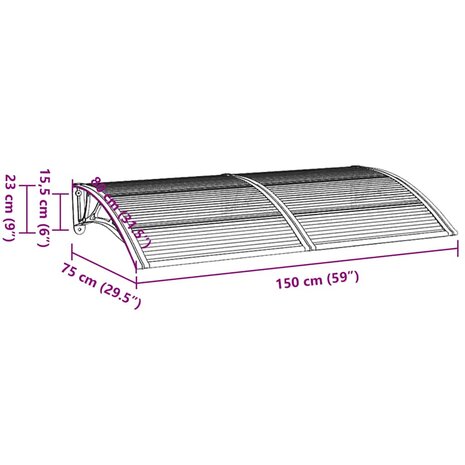 Deurluifel 300x75 cm polycarbonaat zwart en transparant 7