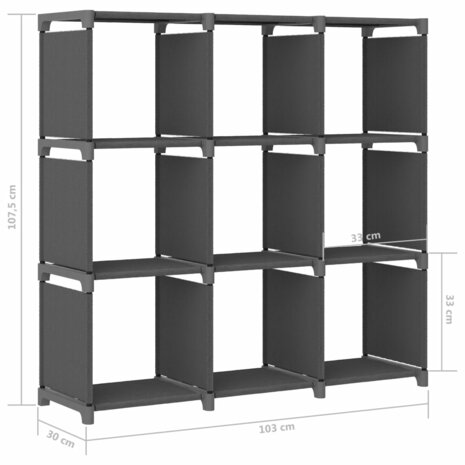 Kast met 9 vakken 103x30x107,5 cm stof grijs 8