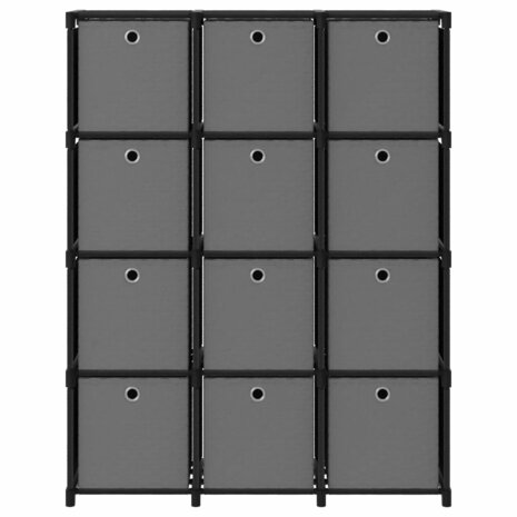 Kast met 12 vakken met boxen 103x30x141 cm stof zwart 2