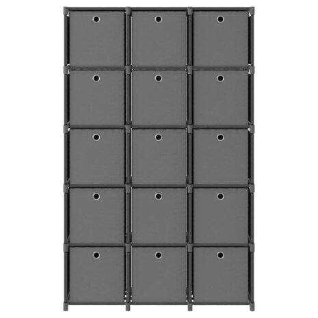 Kast met 15 vakken met boxen 103x30x175,5 cm stof grijs 2