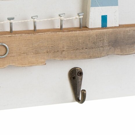 Wandkapstok Wit Natuurlijk Metaal Ijzer Hout MDF 40 x 4 x 18 cm 2