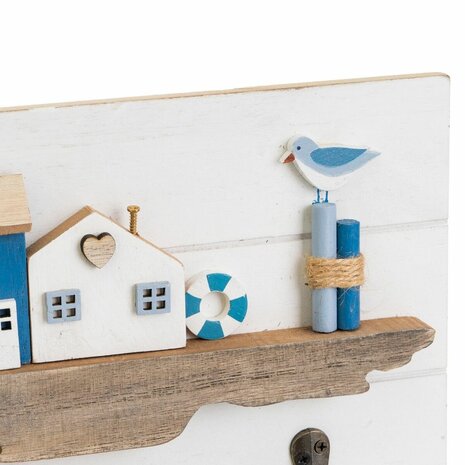 Wandkapstok Wit Natuurlijk Metaal Ijzer Hout MDF 40 x 4 x 18 cm 3