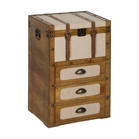 Koffer Bruin Beige Polyester Populierenhout 46 x 36 x 71 cm 1