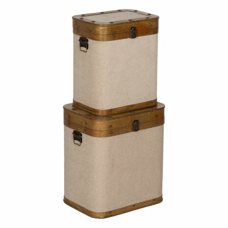 Kofferset Bruin Beige Polyester Populierenhout 40 x 30 x 45 cm (2 Stuks) 1