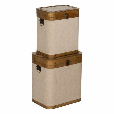 Kofferset Bruin Beige Polyester Populierenhout 40 x 30 x 45 cm (2 Stuks) 2