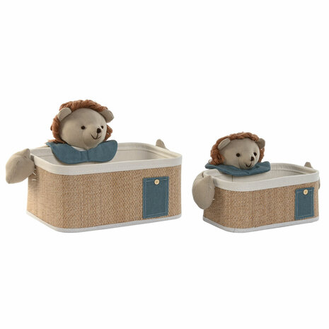 Mandenset Home ESPRIT Groen Natuurlijk 40 x 32 x 27 cm (2 Onderdelen) 1