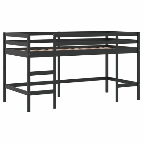Kinderhoogslaper met gordijnen 90x200 cm grenenhout roze 6