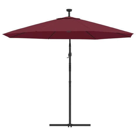 Zweefparasol met LED en stalen paal wijnrood 7