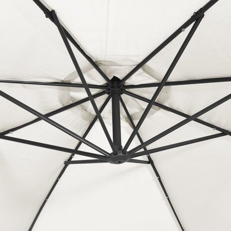 Zweefparasol met LED-verlichting en metalen paal 300 cm zand 9