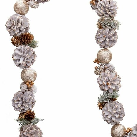 Kerstkrans Wit Gouden Plastic Foam Ananas 150 cm 4