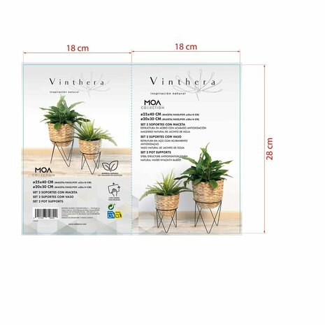 Bloempot met standaard Vinthera Moa Beige Metaal Waterhyacint 20 x 30 cm 25 x 40 cm 2 Onderdelen 6