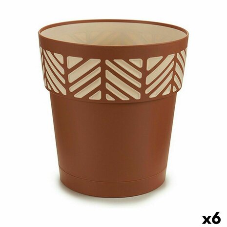 Zelfwaterende bloempot Stefanplast Orfeo Terra cotta Plastic 25 x 25 x 25 cm (6 Stuks) 1