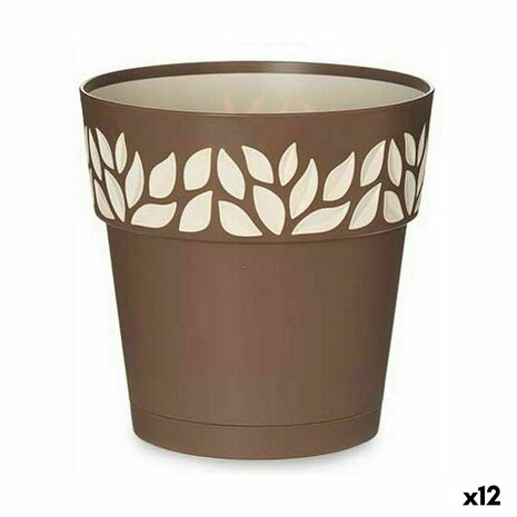 Zelfwaterende bloempot Stefanplast Cloe Bruin Plastic 19 x 19 x 19 cm (12 Stuks) 1