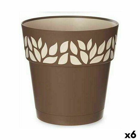 Zelfwaterende bloempot Stefanplast Cloe Bruin Plastic 25 x 25 x 25 cm (6 Stuks) 1