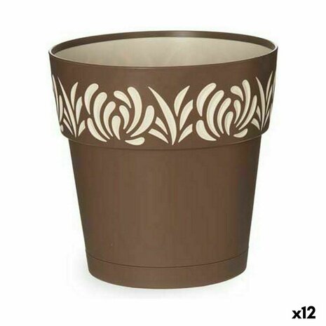 Zelfwaterende bloempot Stefanplast Gaia Bruin Plastic 19 x 19 x 19 cm (12 Stuks) 1