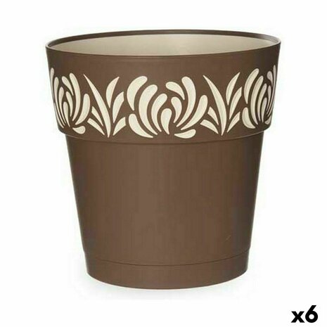 Zelfwaterende bloempot Stefanplast Gaia Bruin Plastic 25 x 25 x 25 cm (6 Stuks) 1