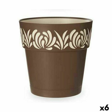 Zelfwaterende bloempot Stefanplast Gaia Bruin Plastic 29 x 29 x 29 cm (6 Stuks) 1