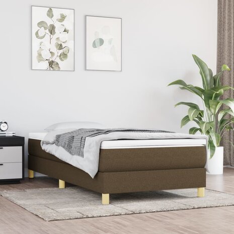 Boxspring met matras stof donkerbruin 90x190 cm 1