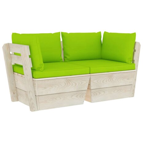 Tuinbank 2-zits met kussens pallet vurenhout 2