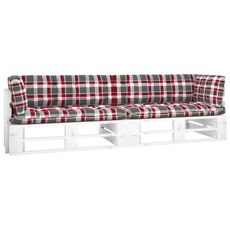 Tweezitsbank pallet met kussens wit geïmpregneerd grenenhout 1