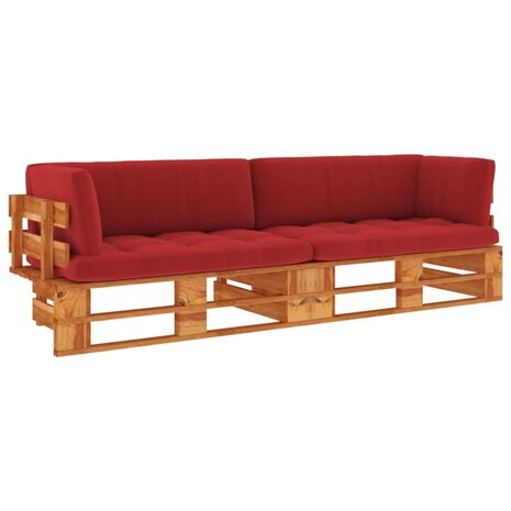 Tweezitsbank pallet met kussens honingbruin geïmpregneerd hout 1