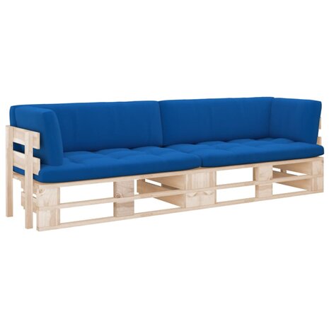 Tweezitsbank pallet met kussens geïmpregneerd grenenhout 1